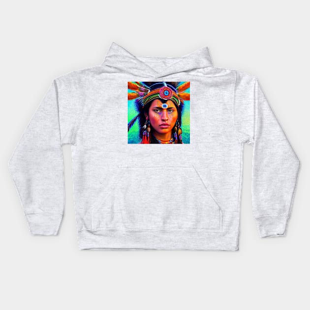 indigenous goddess #4 Kids Hoodie by Prilidiarts